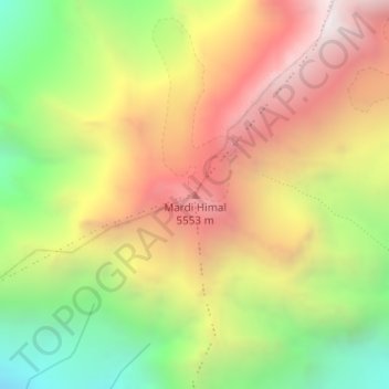 Mapa topográfico Mardi Himal, altitude, relevo