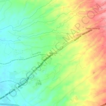 Mapa topográfico Murillo, altitude, relevo
