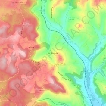 Mapa topográfico La Meynarde, altitude, relevo