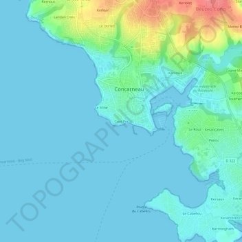 Mapa topográfico Coat Pin, altitude, relevo