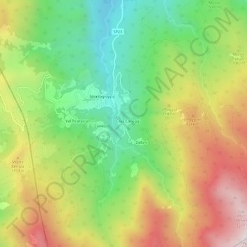 Mapa topográfico Squarci, altitude, relevo