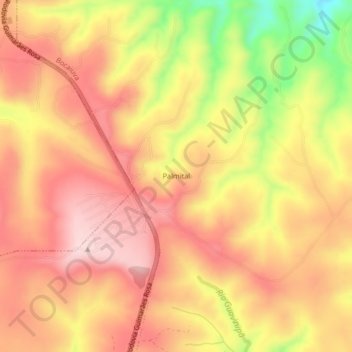 Mapa topográfico Palmital, altitude, relevo