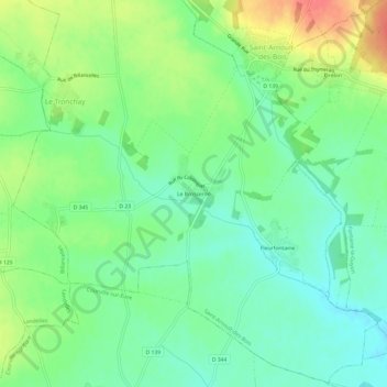 Mapa topográfico Le Brosseron, altitude, relevo