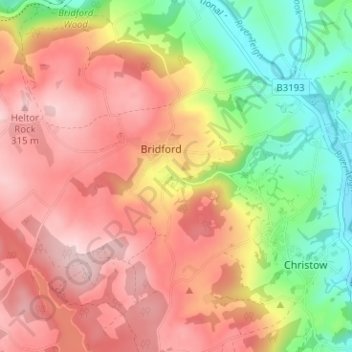 Mapa topográfico Poole Cottages, altitude, relevo
