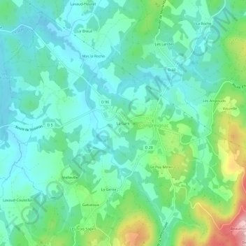 Mapa topográfico La Gare, altitude, relevo