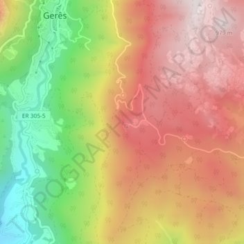 Mapa topográfico Pedra Bela, altitude, relevo