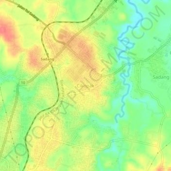 Mapa topográfico Cikopak, altitude, relevo