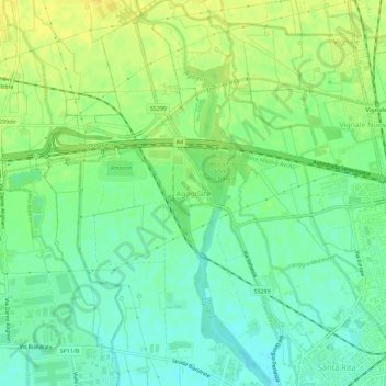 Mapa topográfico Agognate, altitude, relevo