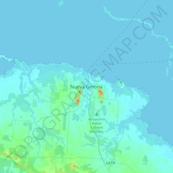 Mapa topográfico Nueva Gerona, altitude, relevo