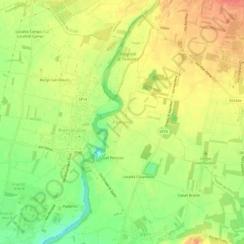 Mapa topográfico Firmano, altitude, relevo