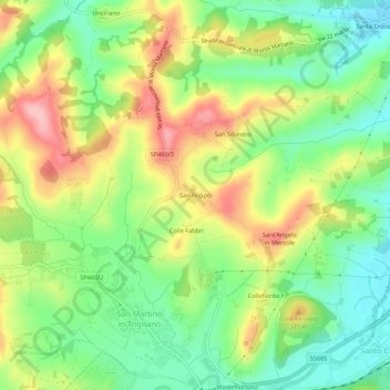 Mapa topográfico San Filippo, altitude, relevo