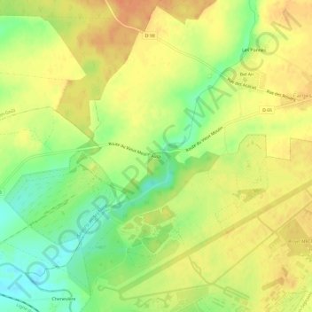 Mapa topográfico Augy, altitude, relevo