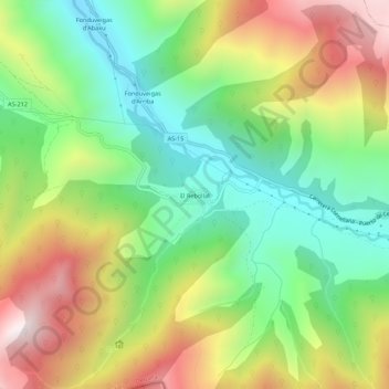 Mapa topográfico Rebollar, altitude, relevo
