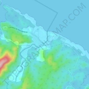 Mapa topográfico Nibujòn, altitude, relevo