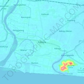 Mapa topográfico Adipala, altitude, relevo