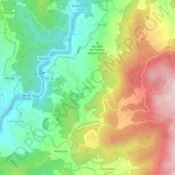 Mapa topográfico Cedrim, altitude, relevo
