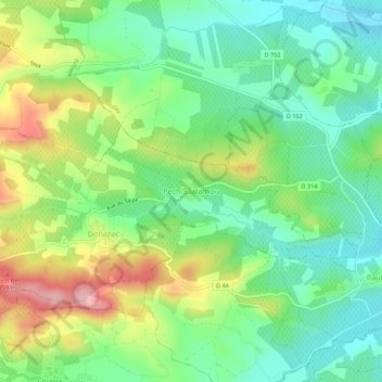 Mapa topográfico Pech-Saalamou, altitude, relevo
