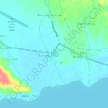 Mapa topográfico Simpang Empat, altitude, relevo