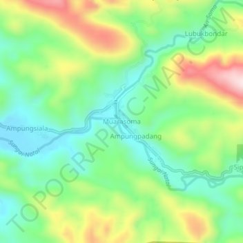 Mapa topográfico Muarasoma, altitude, relevo