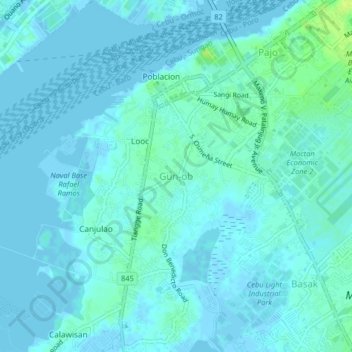 Mapa topográfico Gun-ob, altitude, relevo