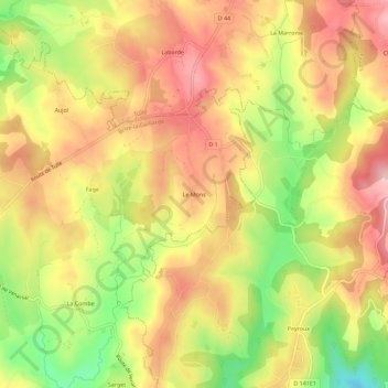 Mapa topográfico Le Mons, altitude, relevo