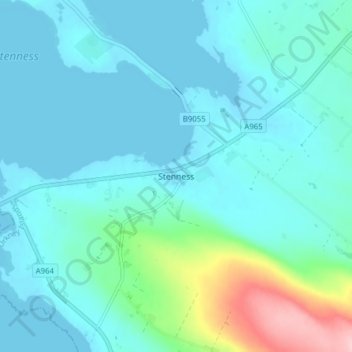 Mapa topográfico Stenness, altitude, relevo
