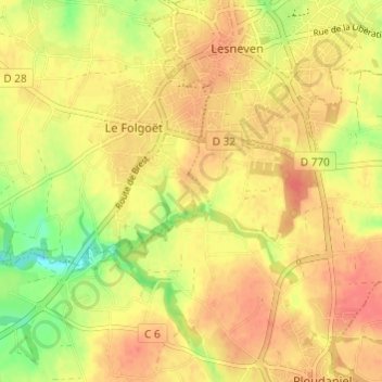 Mapa topográfico Gorrekear, altitude, relevo