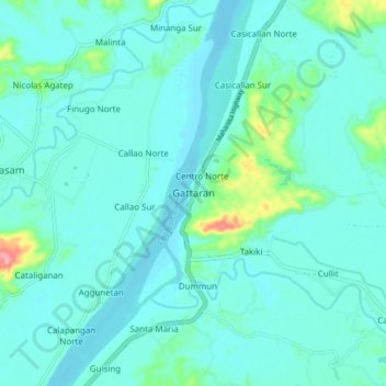 Mapa topográfico Gattaran, altitude, relevo