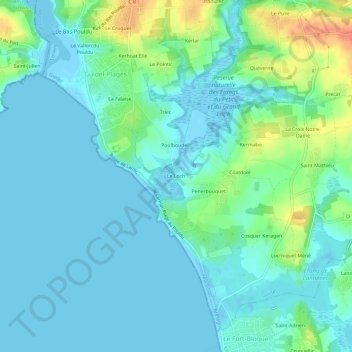 Mapa topográfico Le Loch, altitude, relevo