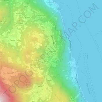 Mapa topográfico Civenna, altitude, relevo