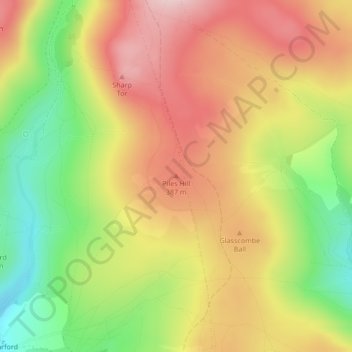 Mapa topográfico Piles Hill, altitude, relevo