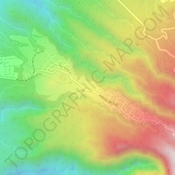 Mapa topográfico Puunui, altitude, relevo