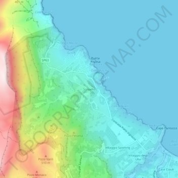 Mapa topográfico Scopello, altitude, relevo