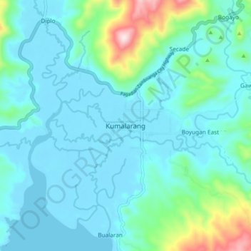 Mapa topográfico Kumalarang, altitude, relevo