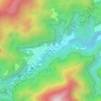 Mapa topográfico Mutanyi, altitude, relevo