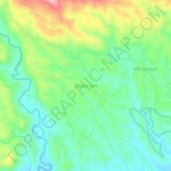 Mapa topográfico Mekarsari, altitude, relevo