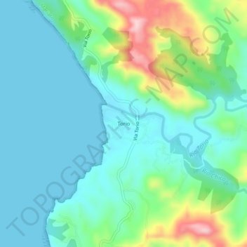 Mapa topográfico Torio, altitude, relevo