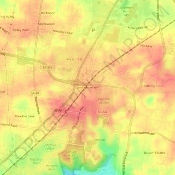 Mapa topográfico Saint Bethlehem, altitude, relevo