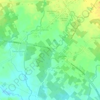 Mapa topográfico STA.77+460, altitude, relevo
