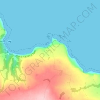 Mapa topográfico Kettleness, altitude, relevo