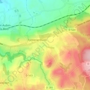 Mapa topográfico Le Hameau Drouet, altitude, relevo