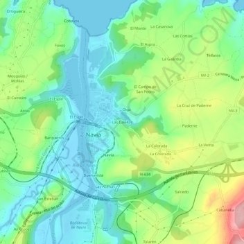 Mapa topográfico Las Calellas, altitude, relevo
