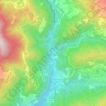 Mapa topográfico La Lima, altitude, relevo