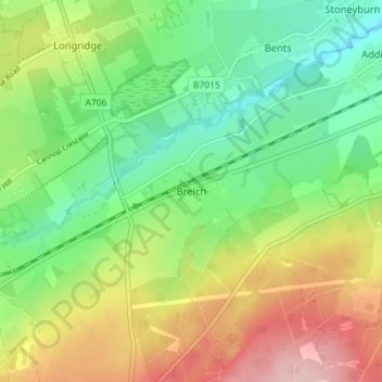 Mapa topográfico Breich, altitude, relevo