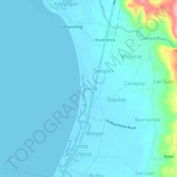 Mapa topográfico Caridad, altitude, relevo