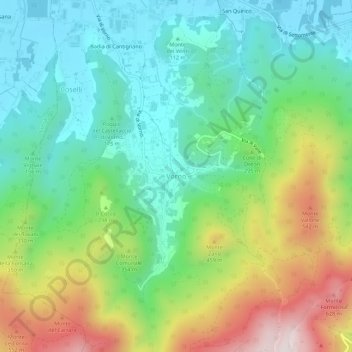Mapa topográfico Vorno, altitude, relevo