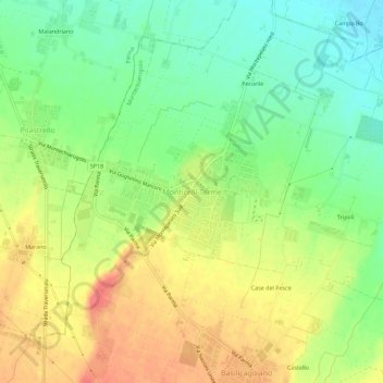 Mapa topográfico Monticelli Terme, altitude, relevo