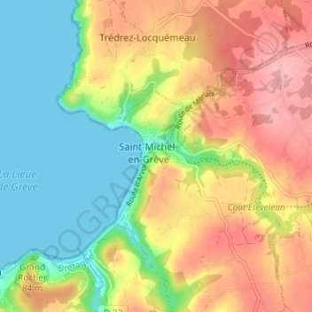 Mapa topográfico Lan Gily, altitude, relevo