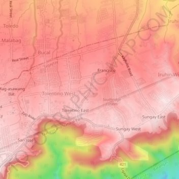 Mapa topográfico Francisco, altitude, relevo