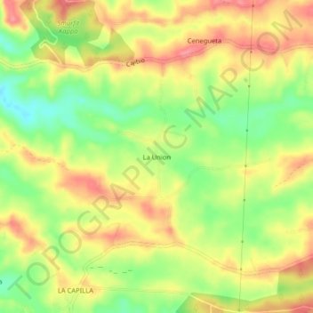 Mapa topográfico La Union, altitude, relevo